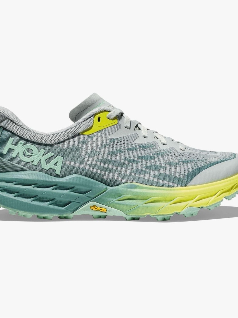 Hoka One One Women's Trail Shoe - Mint Green with Neon Yellow Accents